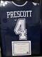 Dak Prescott Dallas Cowboys Hand Signed Jersey With Coa & Glass Display Frame