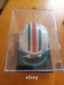 Dan Marino Signed Miami Dolphins Riddell Mini Helmet with C. O. A and display case