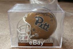 Dan Marino signed mini helmet- Pitt withcoa with display case