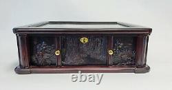 Danbury Mint America the Beautiful Carved Wood Locking Display Case + $78 Face