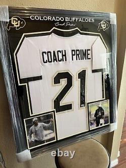 Deion Coach Prime Sanders Authentic Autograph Framed Jersey COA