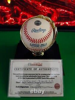 Derek Jeter Signed Mlb Baseball W Avery Sports Coa & Jeter Ball Display Case
