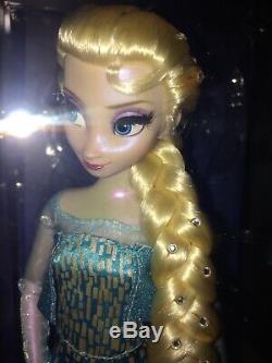 Disney Designer doll Frozen ELSA w diamonds in hair, display case &COA redressed
