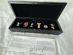 Disney Pin Set Mickey Mouse 75th Anniversary With Wood Display Case And COA