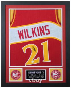 Dominique Wilkins Autographed & Framed Red Atlanta Jersey JSA COA