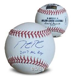 Dustin Pedroia Autographed 2007 AL ROY Signed Baseball JSA COA With Display Case