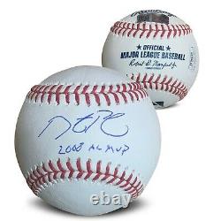 Dustin Pedroia Autographed 2008 AL MVP Signed Baseball JSA COA With Display Case