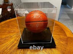 Dwyane Wade and Lebron James Autographed Ball with COA and display case