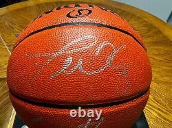 Dwyane Wade and Lebron James Autographed Ball with COA and display case