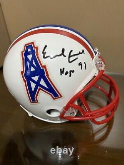 EARL CAMPBELL Signed Mini Helmet Inscribed HOF 91 with Display Case and COA