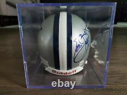 EMMITT SMITH Autographed Dallas Cowboys Riddell Mini Helmet-Display Case-No COA