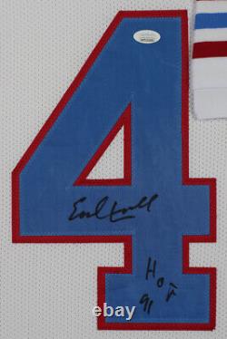 Earl Campbell Autographed & Framed White Oilers Jersey Auto JSA COA