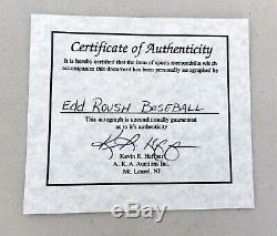 Edd Roush signed baseball Topps card BCW display case COA Giants Reds Sox HOF