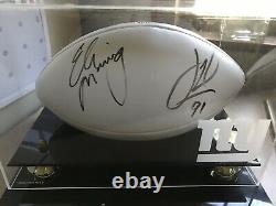 Eli Manning & Justin Tuck Autographed Football In NY Giants Display Case NO COA