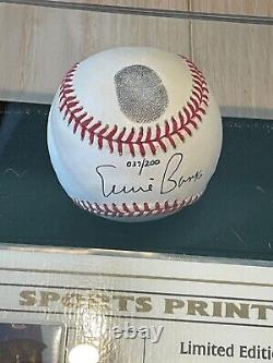 Ernie Banks Autographed Signed LE #37 Thumbprint Baseball Display Case COA CUBS