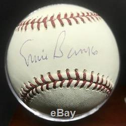 Ernie Banks Chicago Cubs HOF Signed Baseball with Wood Display Case AUTO DJR COA