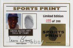 Ernie Banks Signed Chicago Cubs ONL Baseball & Display Case with Thumbprint COA