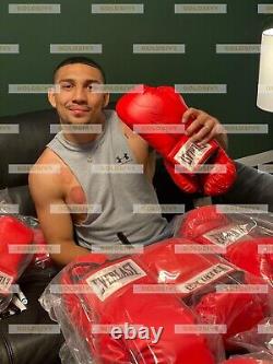 Exclusive Teofimo Lopez Signed Red Everlast Boxing Glove In a Display Case COA