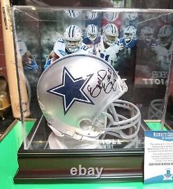 Ezekiel Elliott Signed Cowboys Mini Helmet W Beckett Coa & Fanatics Display Case