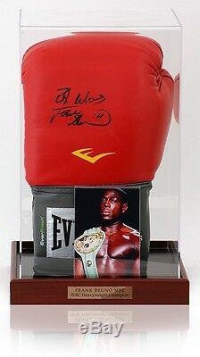 Frank Bruno MBE Hand Signed Boxing Glove in display case AFTAL Photo Proof COA