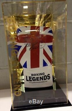 Frank Bruno hand signed boxing glove in a display case world champion RARE COA