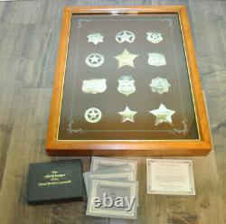 Franklin Mint Official Silver Badges Western Lawmen, with Display Case COA Papers