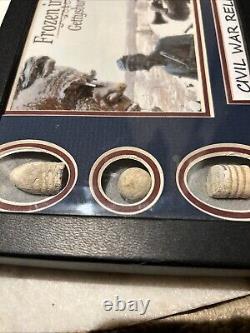 Frozen In Time Civil War Bullets from Gettysburg in Matted Display Case with COA