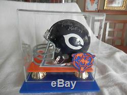 GALE SAYERS signed mini-helmet (Riddell) in display case-COA ALSO