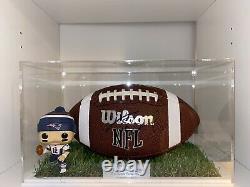 Genuine Hand Signed Tom Brady NFL Ball With Grass Display Case And Engraving COA