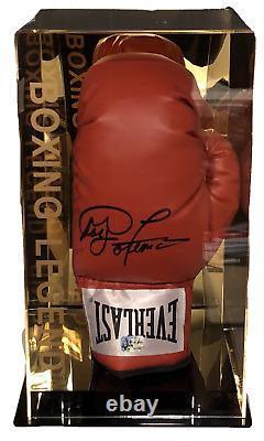 George Foreman Signed Red Everlast Boxing Glove In a Display Case COA