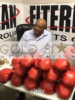 George Foreman Signed Red Everlast Boxing Glove In a Display Case COA