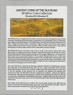Gorgeous Collection 20 SILVER ANCIENT COINS of the SILK ROAD with Display Case
