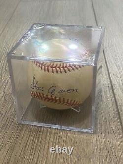 HANK AARON AUTOGRAPHED / SIGNED BASEBALL With COA AND DISPLAY CASE