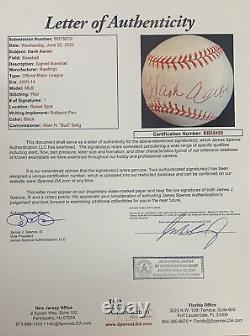 Hank Aaron Autographed MLB Signed Baseball JSA COA With Display Case