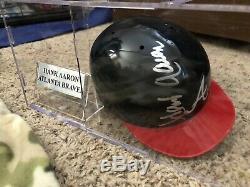 Hank Aaron Autographed Mini Helmet With Nameplate And Display Case JSA COA