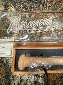 Hank Aaron COA Signed 755 Adirondack Baseball Bat & Lucite Braves Display Case