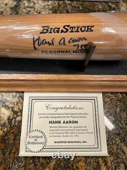 Hank Aaron COA Signed 755 Adirondack Baseball Bat & Lucite Braves Display Case