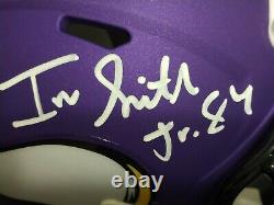 IRV SMITH JR Signed Minnesota Vikings Speed Mini Helmet (Beckett COA) WithDisplay