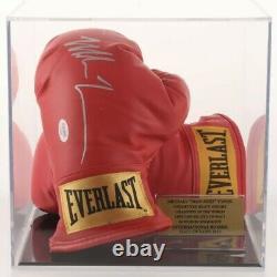 Iron Mike Tyson Signed Everlast Red Gloves Autographed PSA COA in Display Case