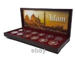 Islam Boxed Coin Collection 12 Silver Coins from 12 Caliphates/Dynasties, COA