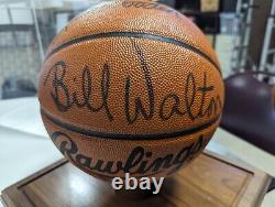 JOHN WOODEN, BILL WALTON Autographed Rawlings Basketball NCAA display case COA