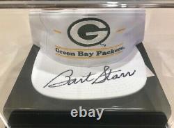 JSA BART STARR signed Green Bay Packers Ball Cap Hat with Display Case JSA COA