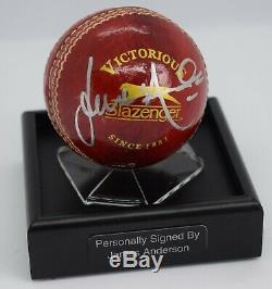 James Anderson Signed Autograph Cricket Ball Display Case England AFTAL COA