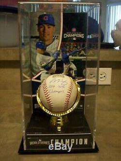 Javier Baez Autographed 16 Ws Champs Baseball With Display Case And Coa