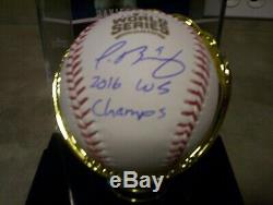Javier Baez Autographed 16 Ws Champs Baseball With Display Case And Coa