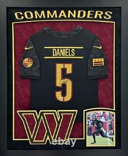 Jayden Daniels Signed Autographed Commanders Jersey Custom Framed Fanatics COA