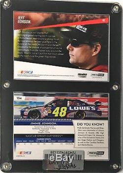 Jeff Gordon & Jimmie Johnson Dual Signed Nascar Cards Display Case with COA