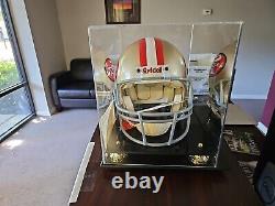 Jerry Rice Autographed Full Size Helmet WithTriumph COA and Mirror Display Case