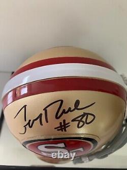 Jerry Rice Autographed Mini Helmet With Display Case and COA Sticker
