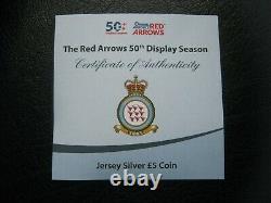 Jersey 2014 £5 Pound Silver Proof Coin Red Arrows 50th Display Season COA Case